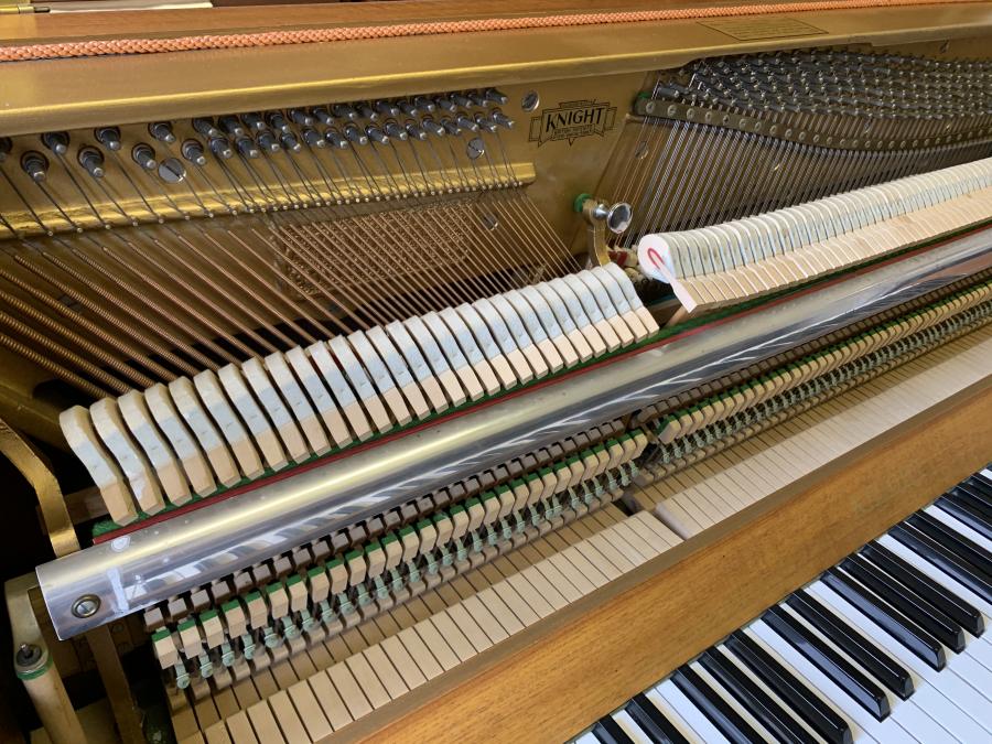 Knight K20 upright Piano in Teak or light mahogany – Gallery image – Roberts Pianos Oxford