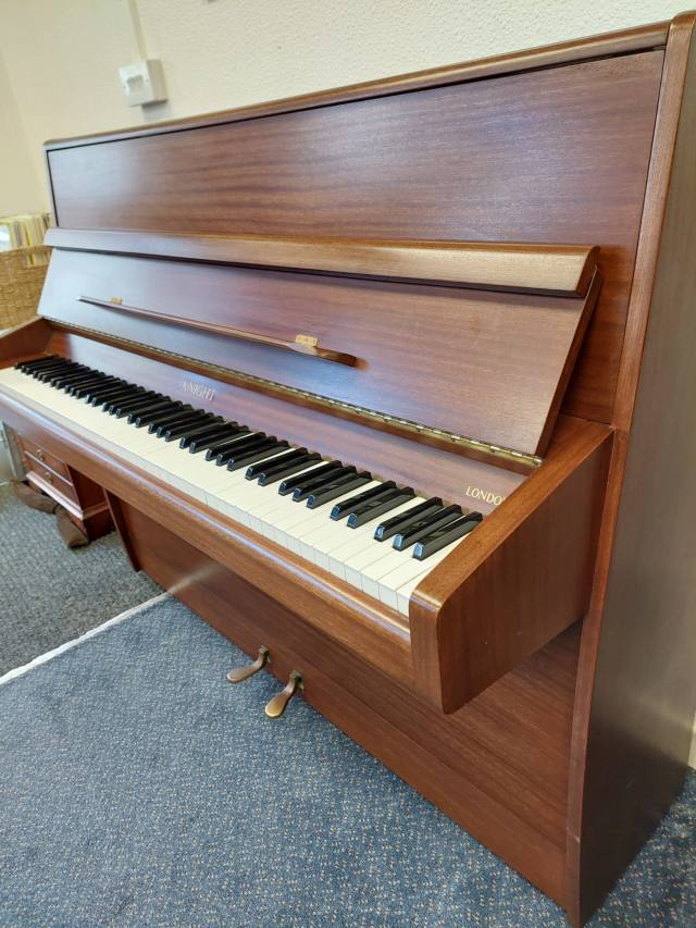 Knight K10 upright Piano in Mahogany – Inventory thumbnail – Roberts Pianos Oxford