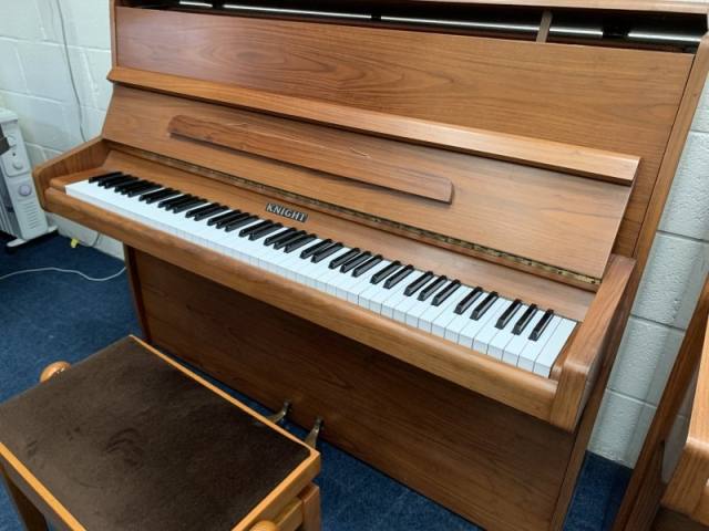 Knight K10 upright Piano in light mahogany – Inventory thumbnail – Roberts Pianos Oxford