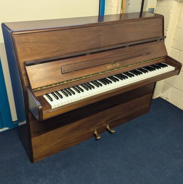Welmar 110 upright Piano in Mahogany – Inventory thumbnail – Roberts Pianos Oxford