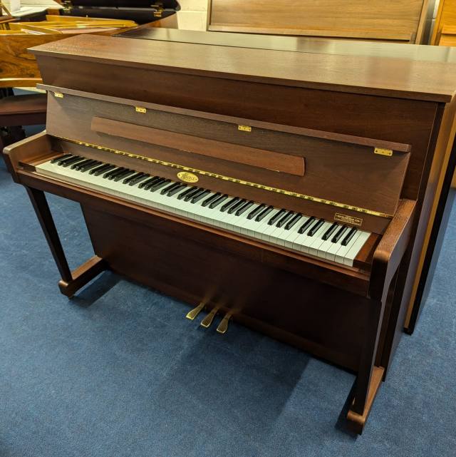 Kemble Oxford upright Piano in satin mahogany – Inventory thumbnail – Roberts Pianos Oxford