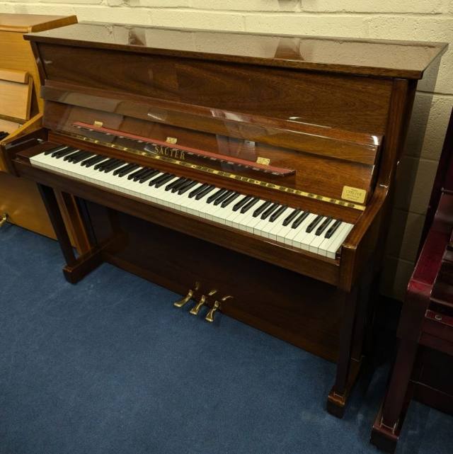 Sauter 110 upright Piano in bright mahogany – Inventory thumbnail – Roberts Pianos Oxford