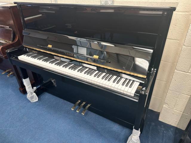 Feurich 122 upright Piano in Black – Inventory thumbnail – Roberts Pianos Oxford