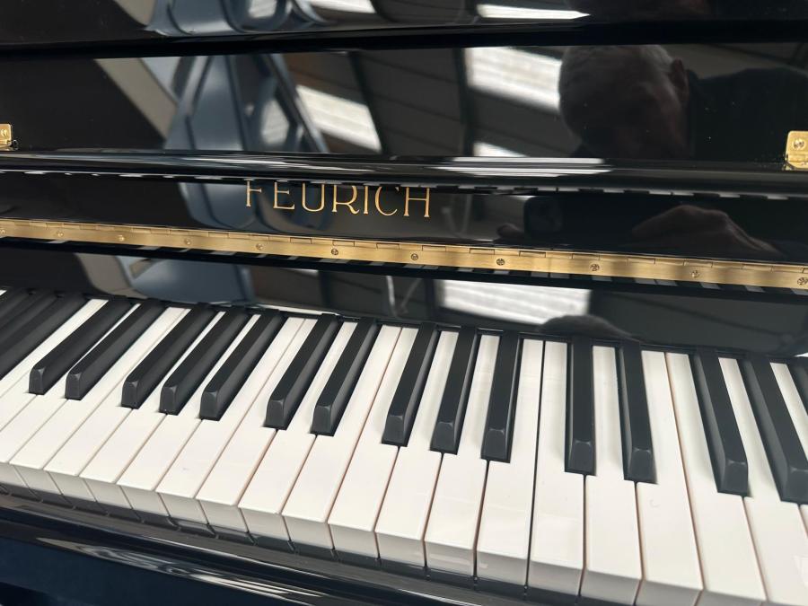 Feurich 122 upright Piano in Black – Gallery image – Roberts Pianos Oxford