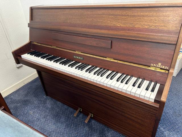 Kemble Sovereign upright Piano in crown cut mahogany – Inventory thumbnail – Roberts Pianos Oxford