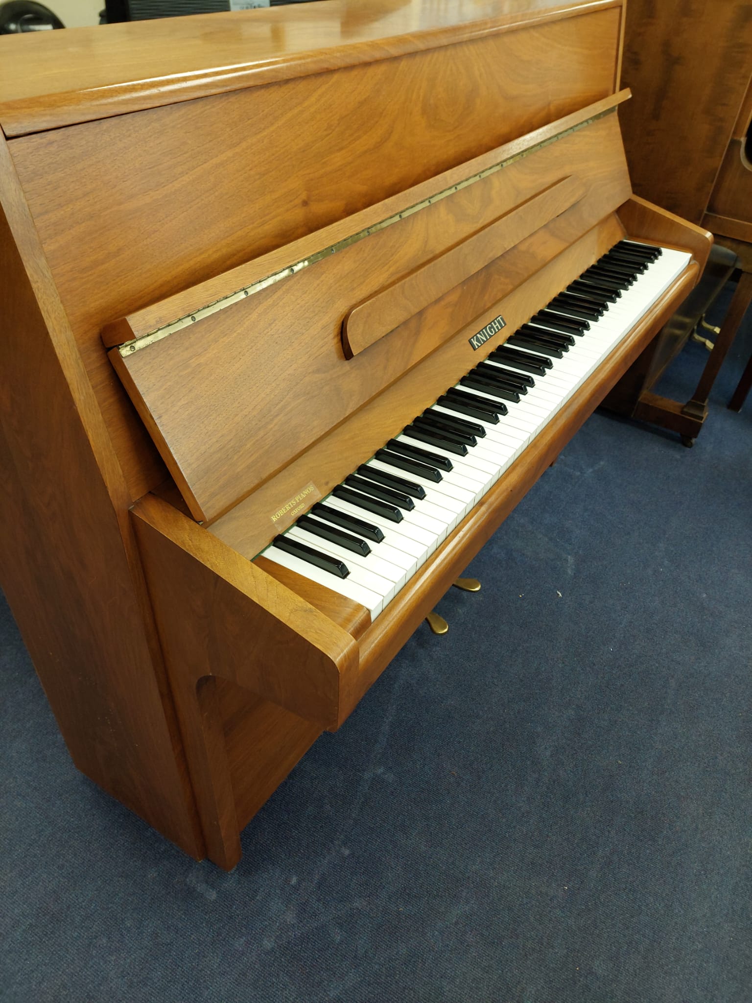 Knight K10 Upright Piano in Teak – Gallery image – Roberts Pianos Oxford