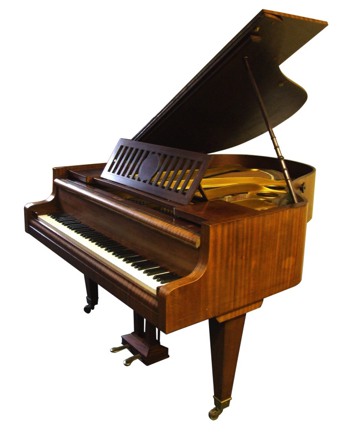 Bosendorfer grand piano in rosewood, side view.