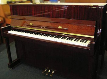 Kawai upright piano in mahogany