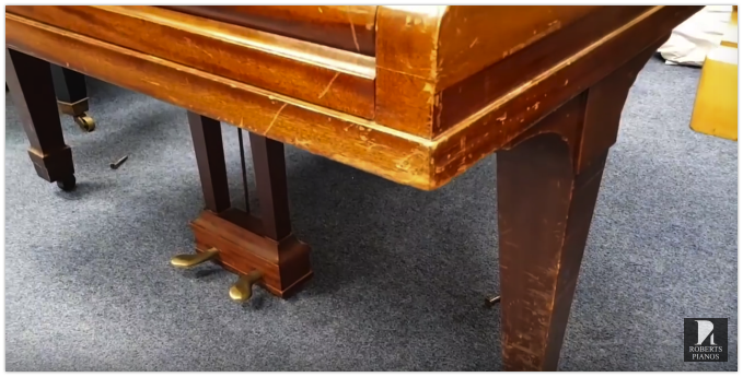 A Steinway model M casework needs refinishing